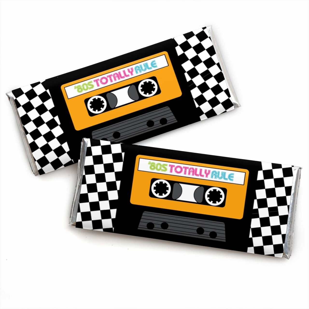 Big Dot of Happiness 80's Retro - Candy Bar Wrapper Totally 1980s Party Favors - Set of 24